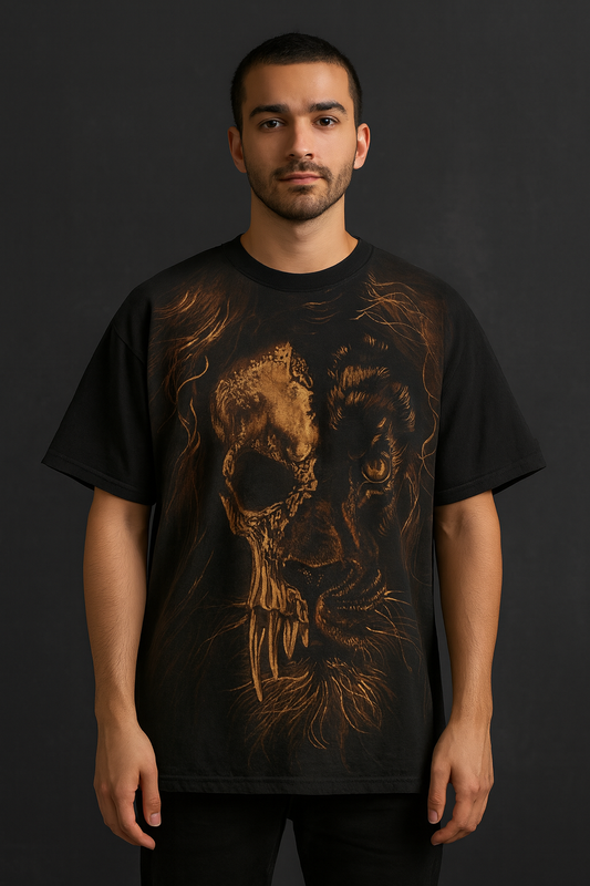 SKULL OF PRIDE- Hand Bleached Lion Tee