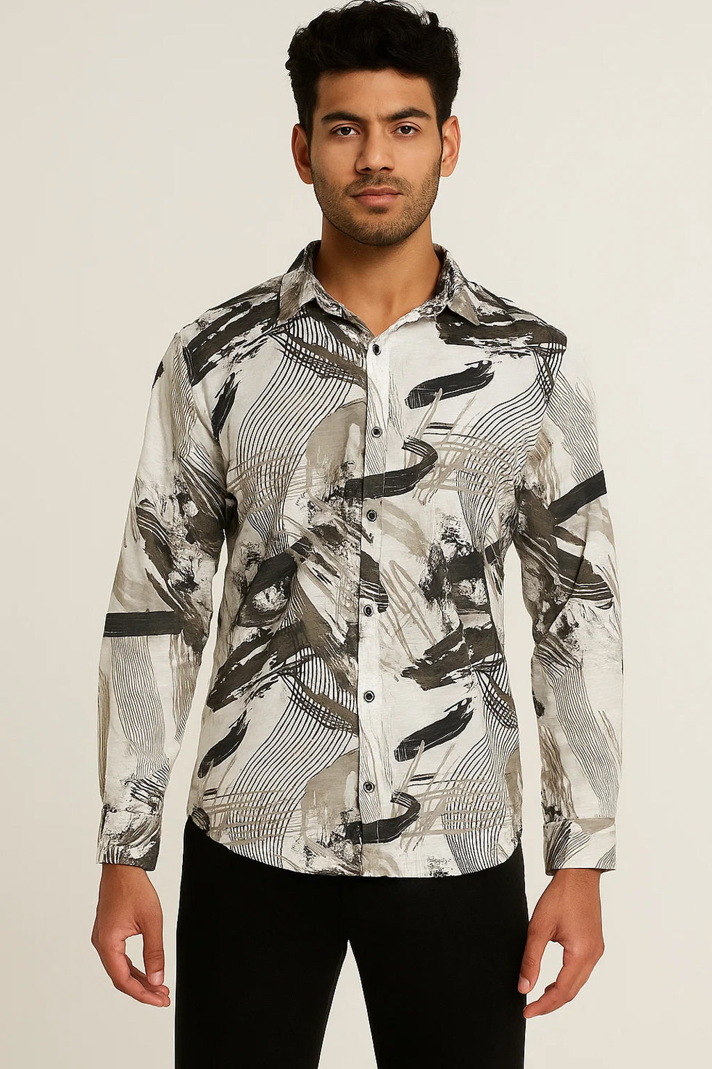 Urban Grunge Brushstroke Shirt – Heavyweight Stretch Graphic Print"