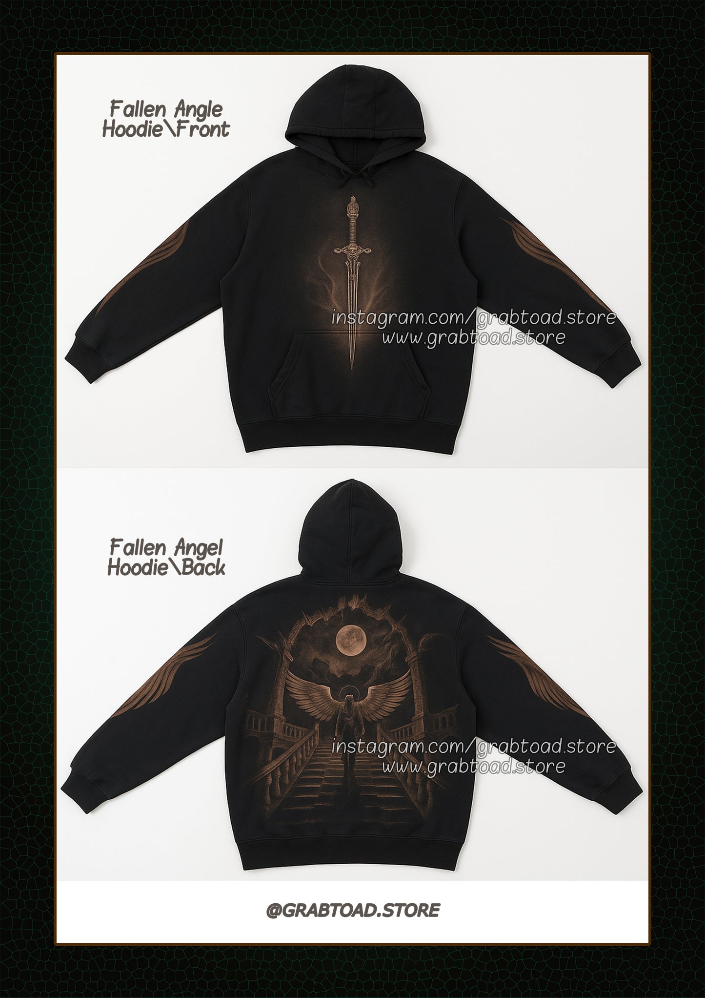 FALLEN ANGEL- HANDCRAFTED BLEACH-ART HOODIE