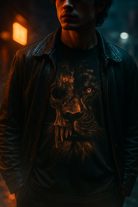 SKULL OF PRIDE- Hand Bleached Lion Tee