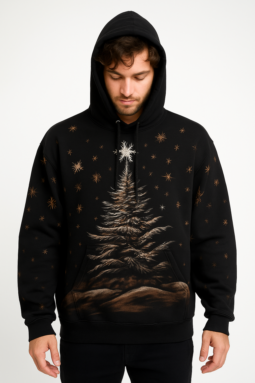 CHRISTMAS CAROL HOODIE-HANDCARVED BLEACH-ART HOODIE