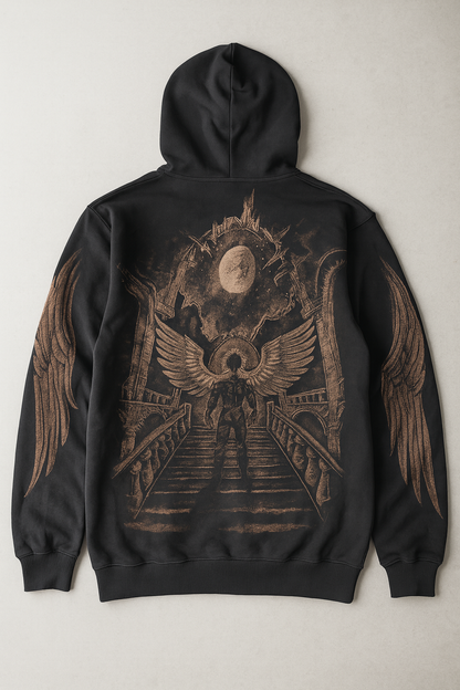 FALLEN ANGEL- HANDCRAFTED BLEACH-ART HOODIE