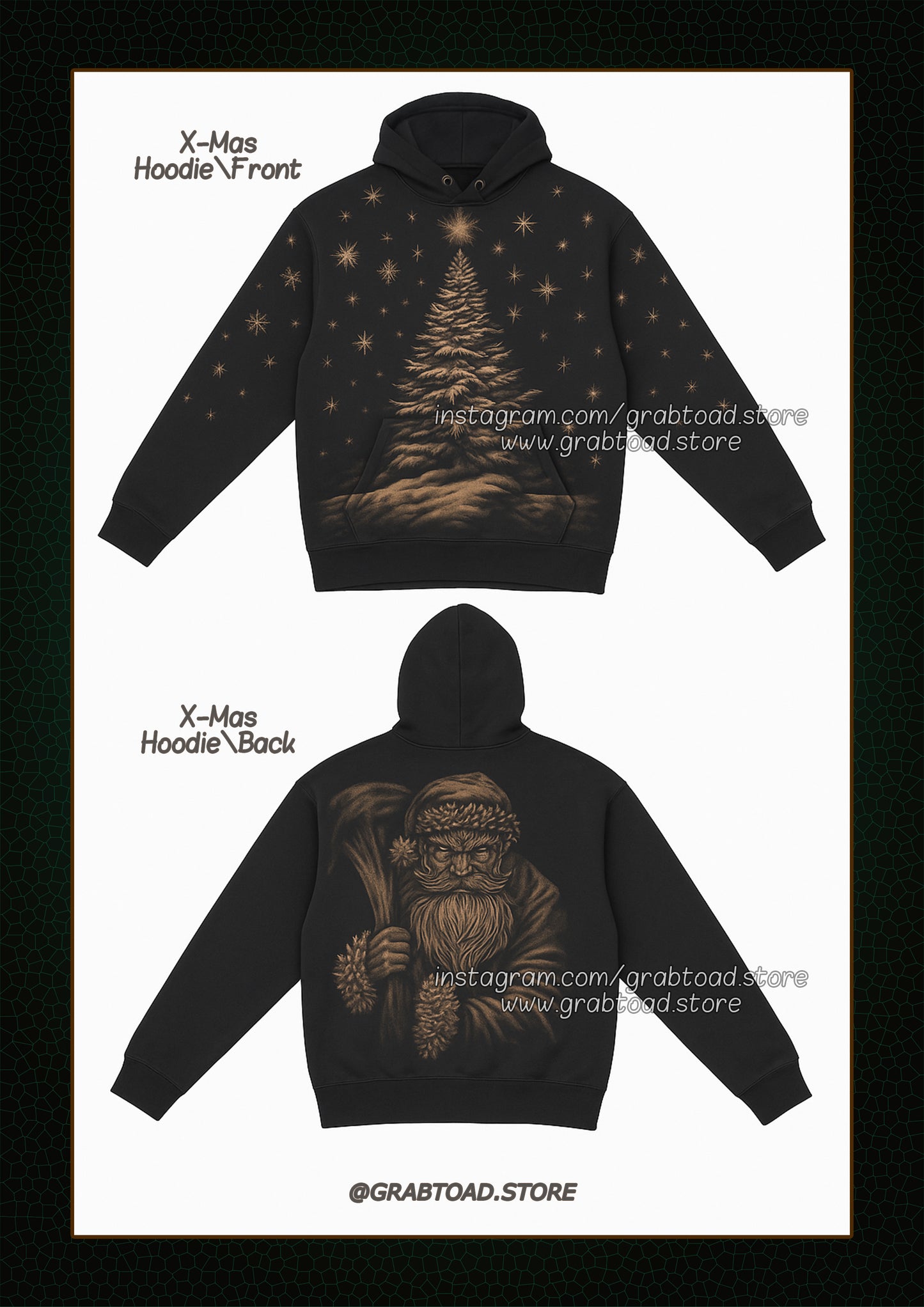 CHRISTMAS CAROL HOODIE-HANDCARVED BLEACH-ART HOODIE