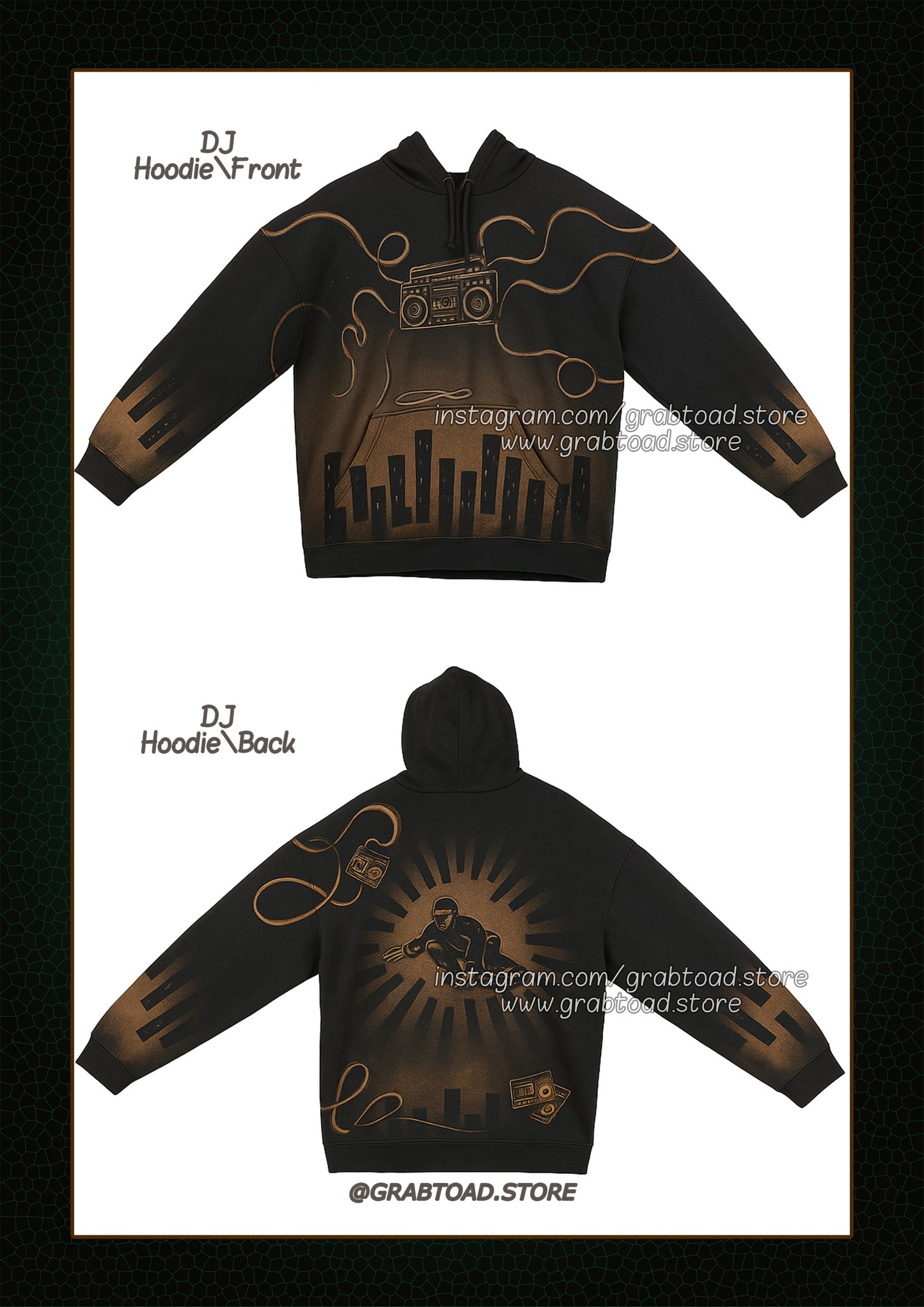 BURN THE BEAT-HANDMADE BLEACH ART HOODIE.