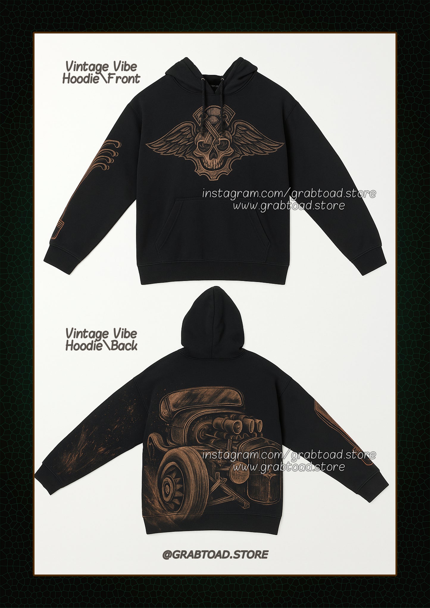 VINTAGE CAR-HANDCRAFTED BLEACH ART HOODIE