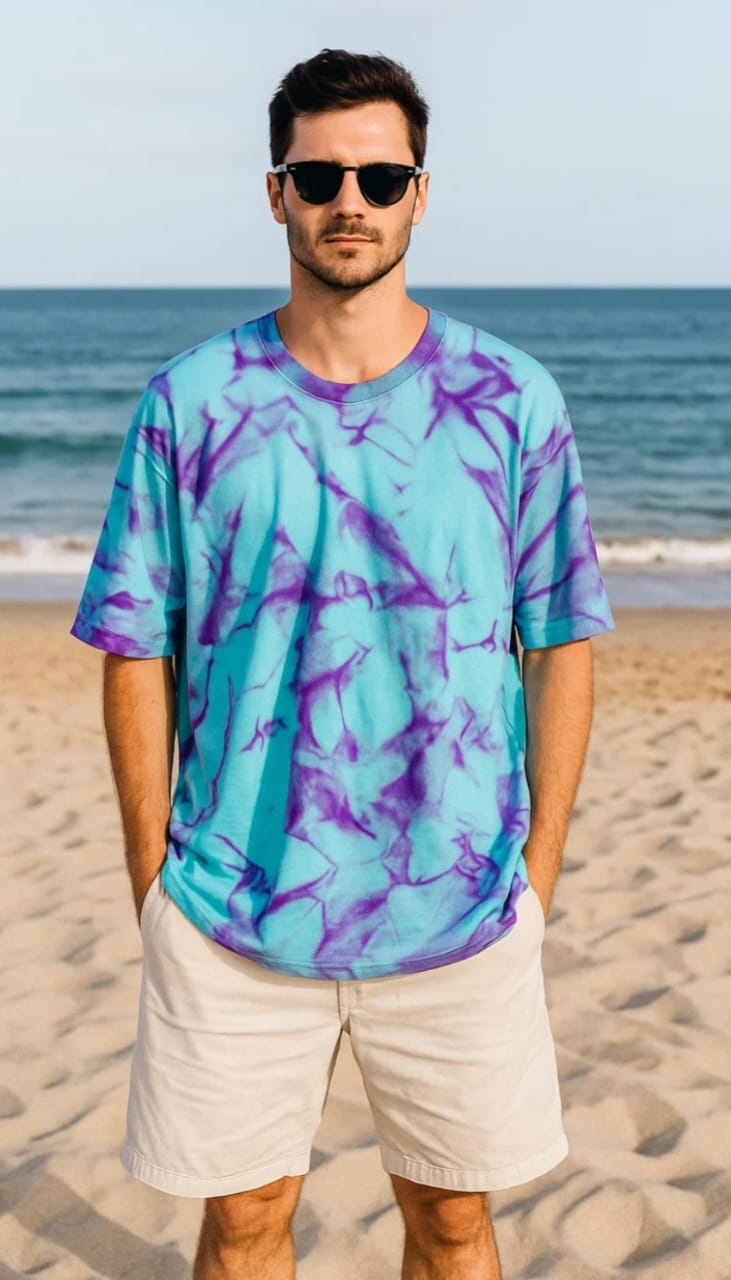 Blue Nebula Oversized Spray-Paint Tee