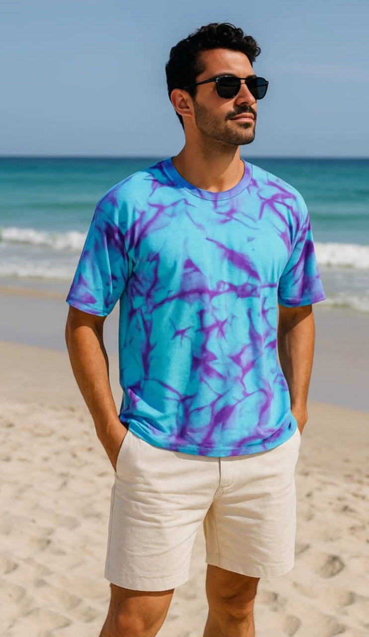 Blue Nebula Oversized Spray-Paint Tee