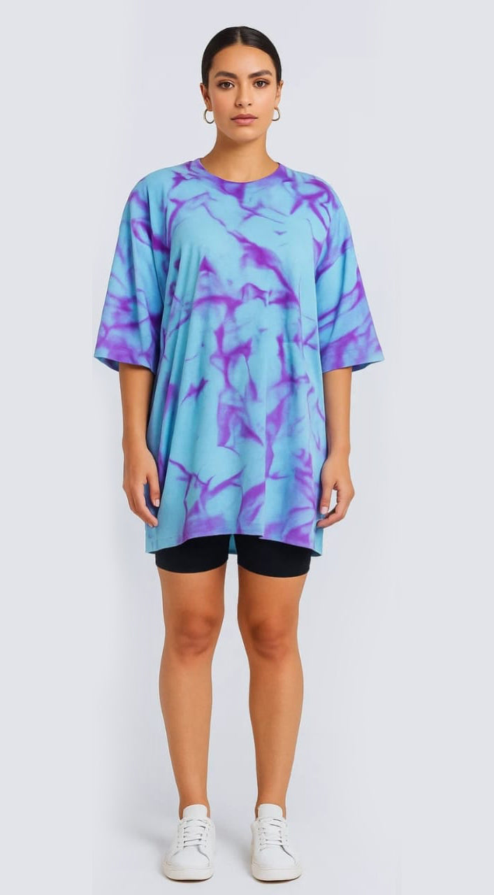 Blue Nebula Oversized Spray-Paint Tee