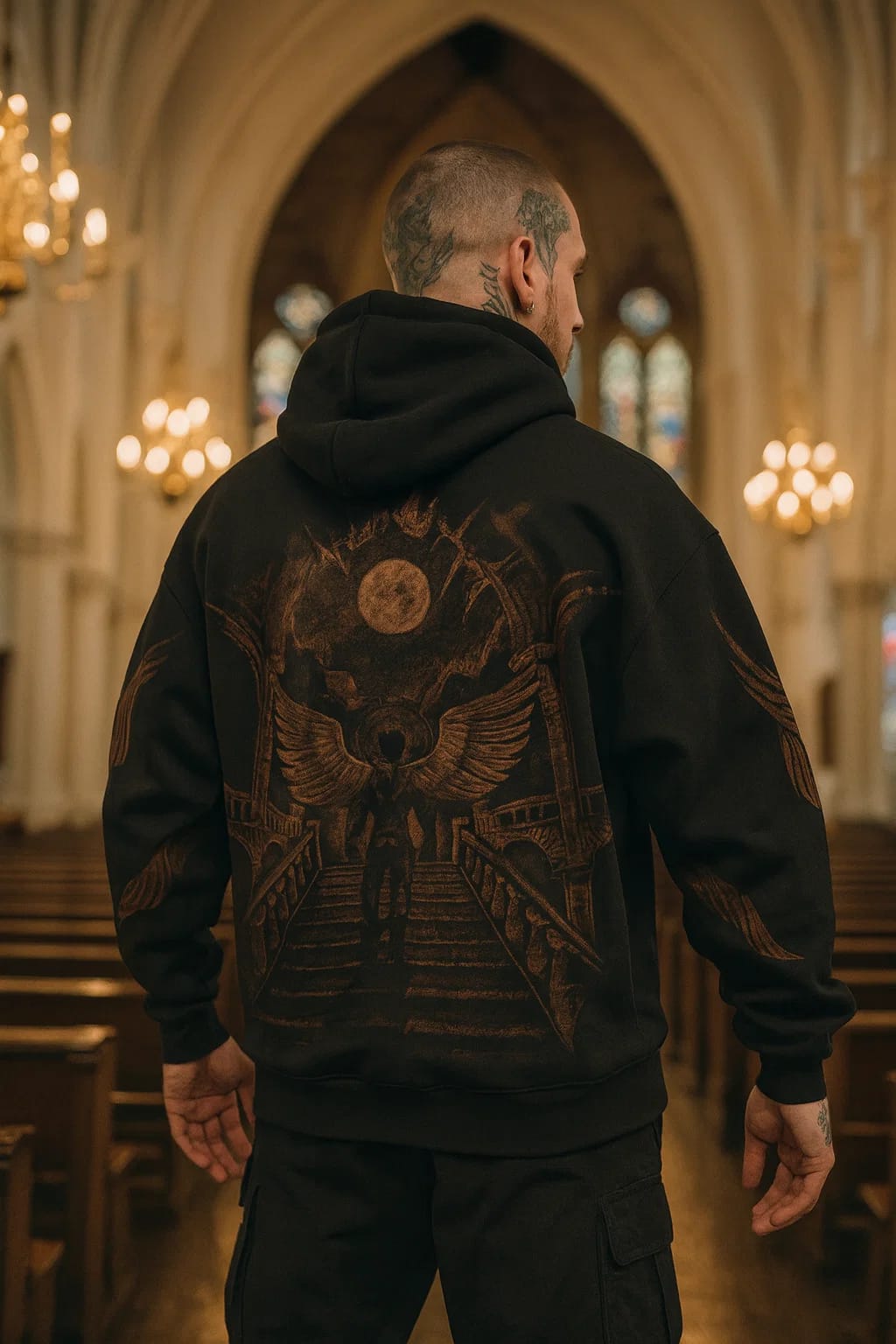 FALLEN ANGEL- HANDCRAFTED BLEACH-ART HOODIE