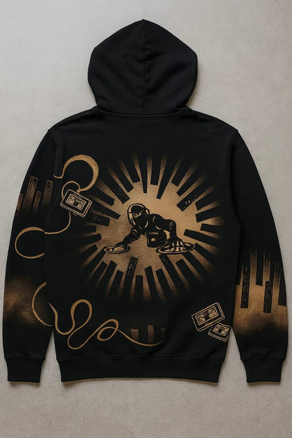 BURN THE BEAT-HANDMADE BLEACH ART HOODIE.