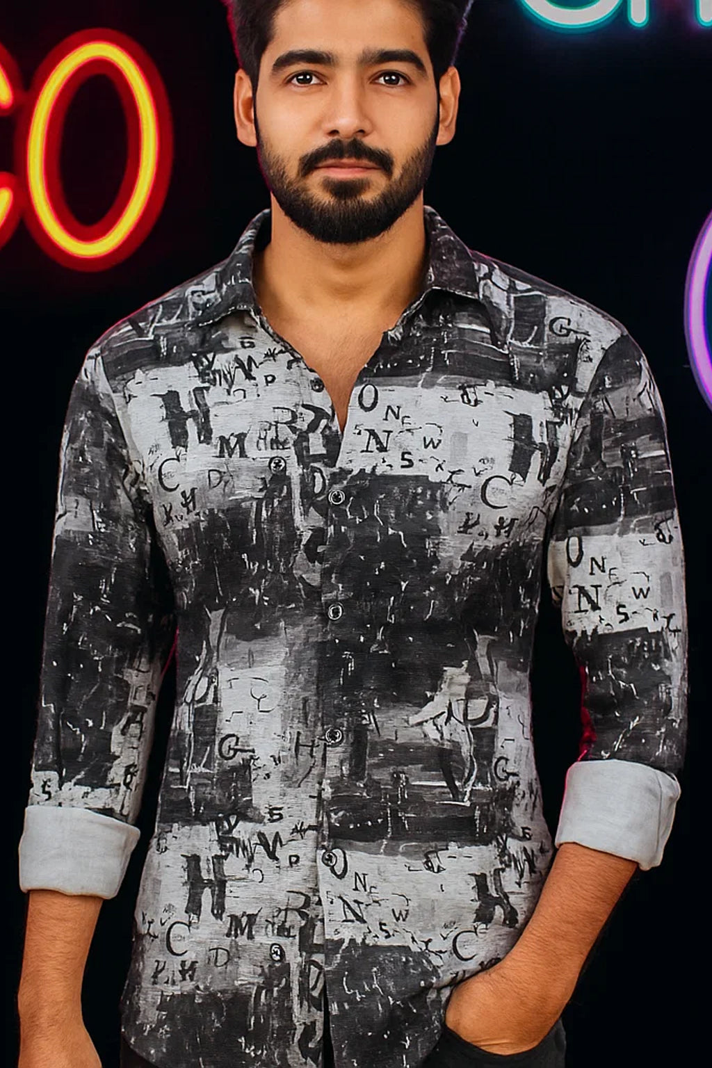 Shirt | Textured | Dark Monochrome | Heavy Fabric Plane |