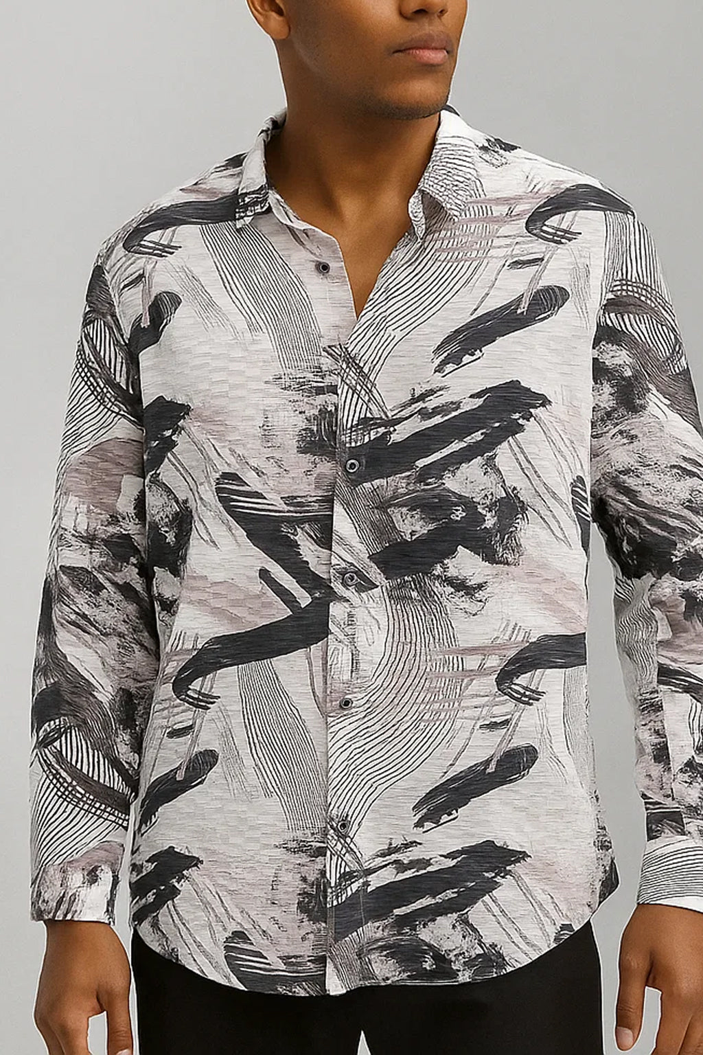 Urban Grunge Brushstroke Shirt – Heavyweight Stretch Graphic Print"