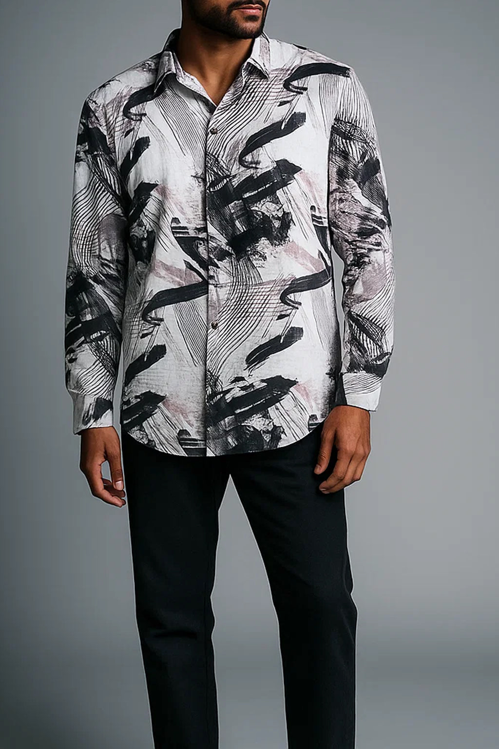 Urban Grunge Brushstroke Shirt – Heavyweight Stretch Graphic Print"