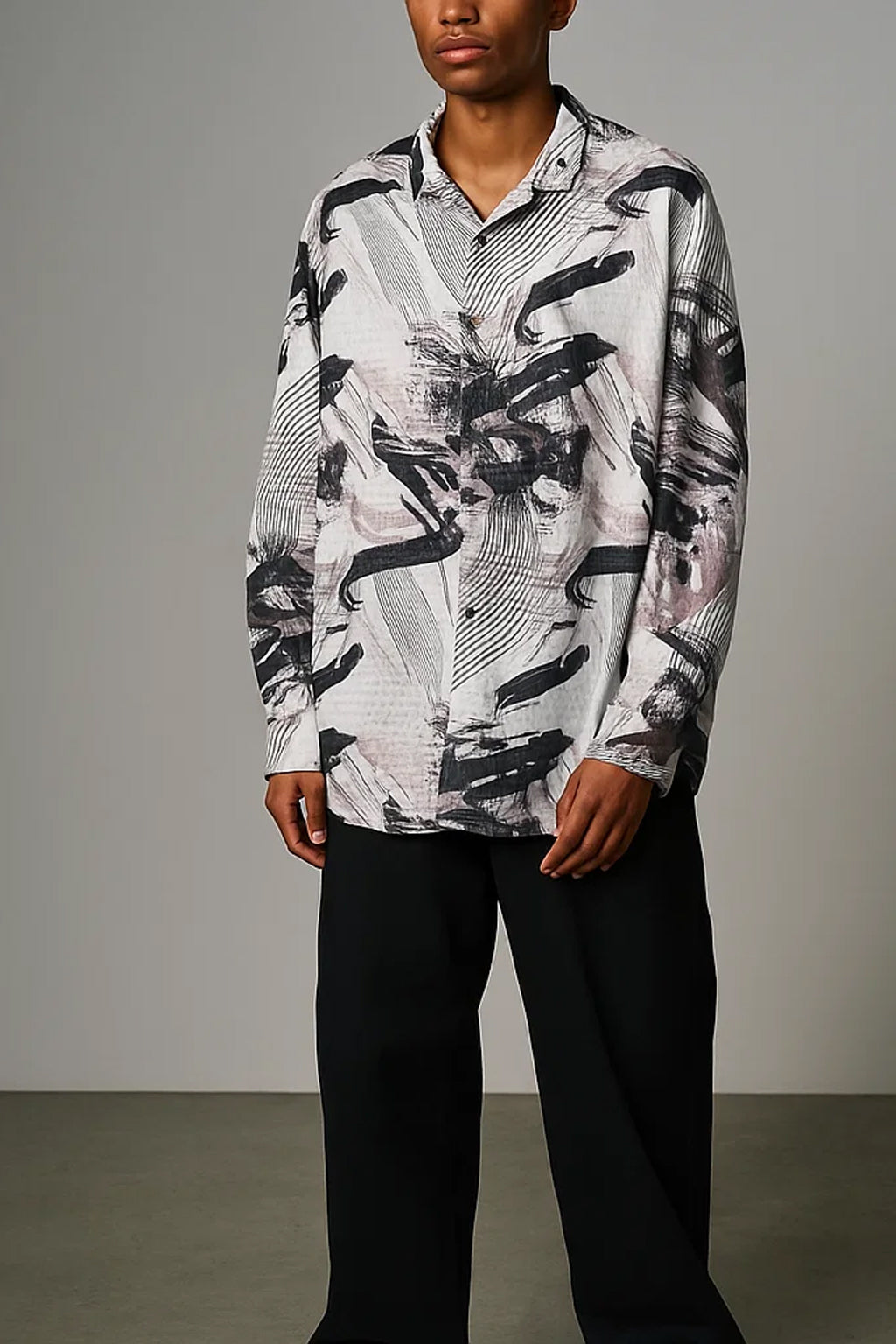 Urban Grunge Brushstroke Shirt – Heavyweight Stretch Graphic Print"