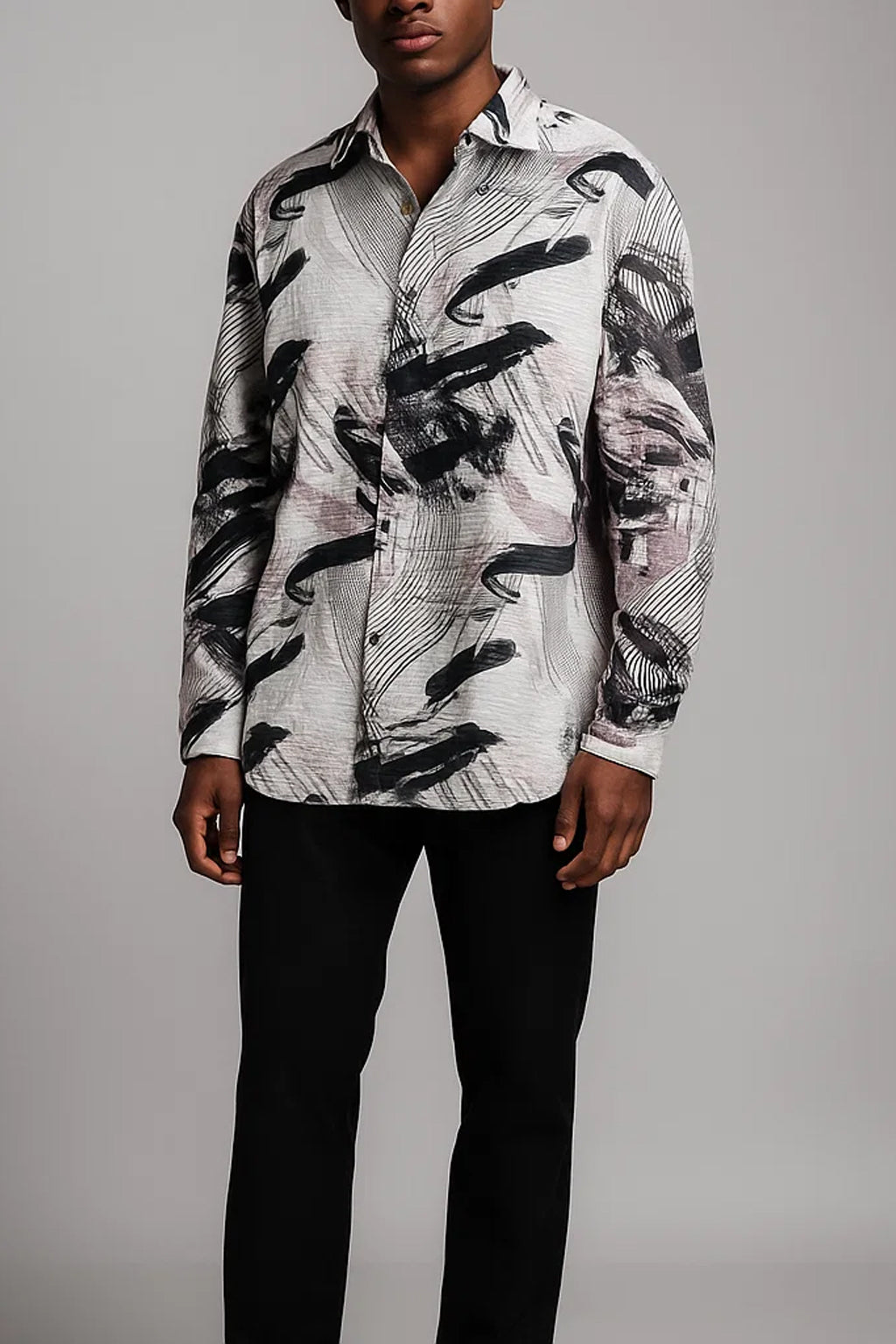 Urban Grunge Brushstroke Shirt – Heavyweight Stretch Graphic Print"