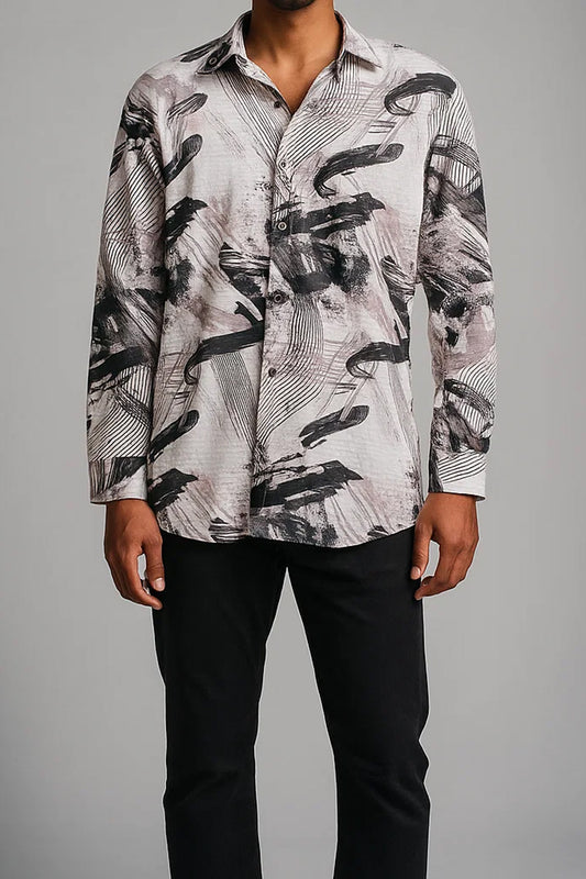 Urban Grunge Brushstroke Shirt – Heavyweight Stretch Graphic Print"