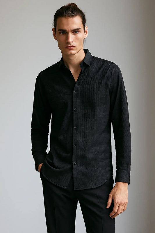 Shirt | Heavy Fabric | Black | Solid Color