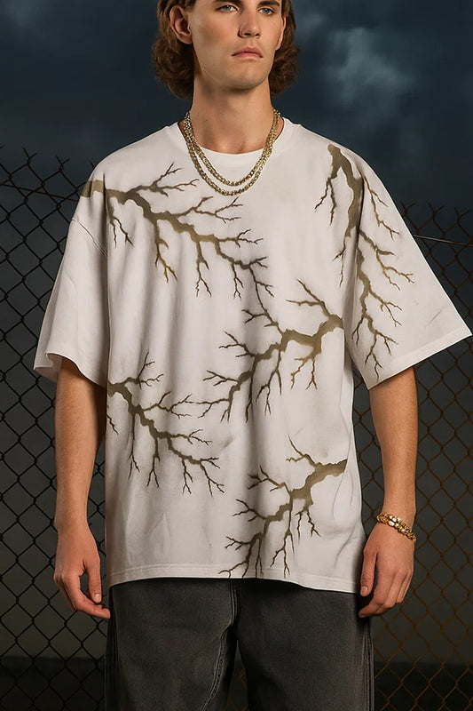 Storm Veins Oversized Tee Hand-Painted